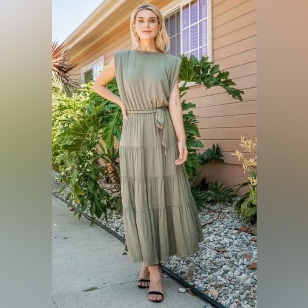 Elegant Olive Green Maxi Dress